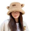 Cute Ear Hat Female Face Small Warm Plush Bucket Hat Big Head Circumference Versatile Plain Basin Hat