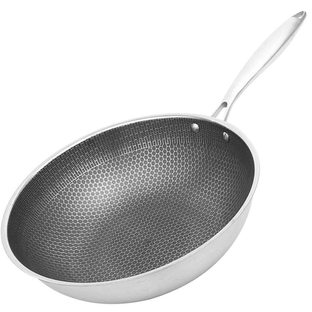 Stainless Steel Wok Maker Frying Pans Non Stick with Handles Cookware Accessories Heavy Duty Bakeware Work