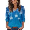 Women's Fashionable Casual Christmas Printed V-neck Top