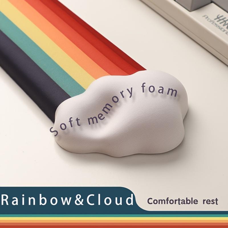 1 шт. Радужный мягкий пластиковый коврик для мыши, нескользящая основа и держатель для клавиатуры из пены с эффектом памяти - Мягкий для офисного комфорта, офисные принадлежности, комфорт пены с эффектом памяти