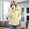 Womens Short Puffer Coat Winter Warm Thick Cotton-Padded Jacket With Faux Fur Collar Slim Fit Casual Hooded Outerwear