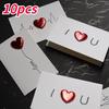 10pcs Solid Red Heart Greeting Card Romantic Letter I Love You Forever Wedding Invitation for Valentine's, Birthday, Wedding Card