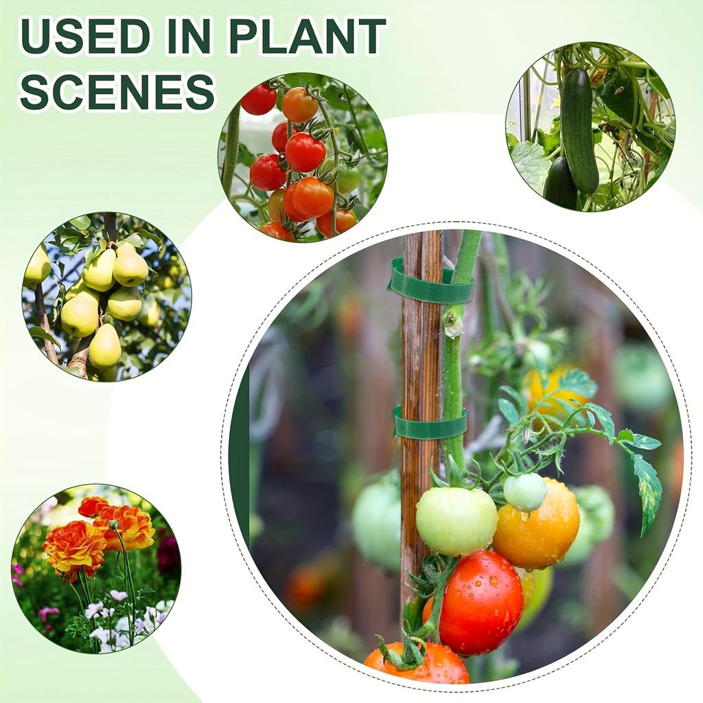 100 шт. 6-дюймовых многоразовых нейлоновых подвязок для растений, регулируемые нескользящие застежки-липучки для вьющихся растений, садовая поддержка, зеленые