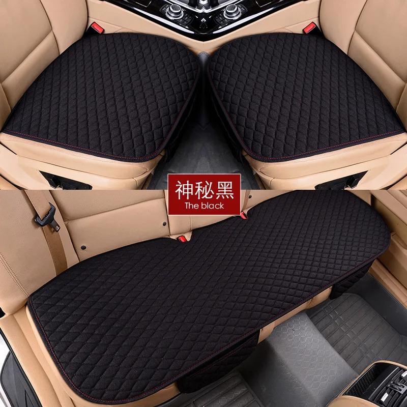 Non-slip Car Seat Cushion Linen Three-piece Set Without Backrest Four-season Universal Seat Cushion Three-piece Set