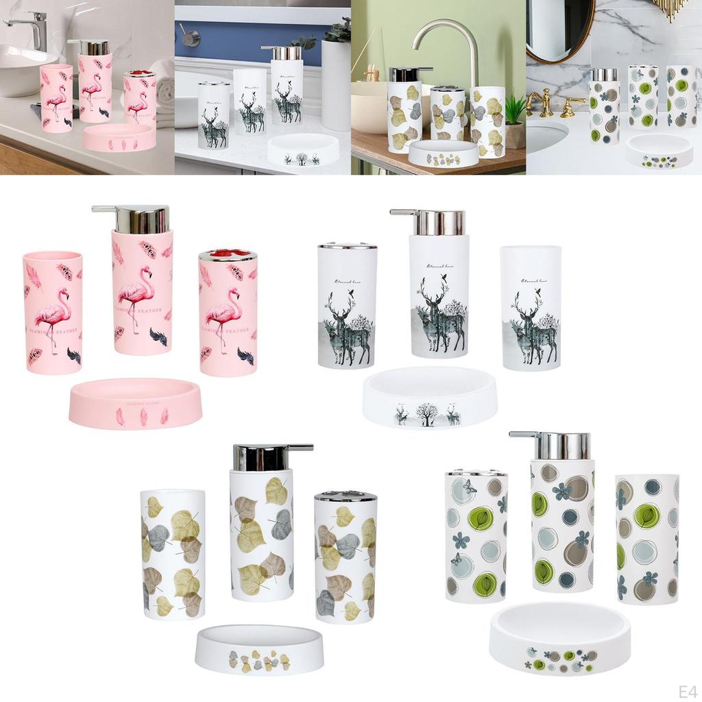 4 Набора для декора ванной комнаты, Диспенсер для бутылки с помпой, Подставка для зубных щеток, Набор для ванной для столешницы, для