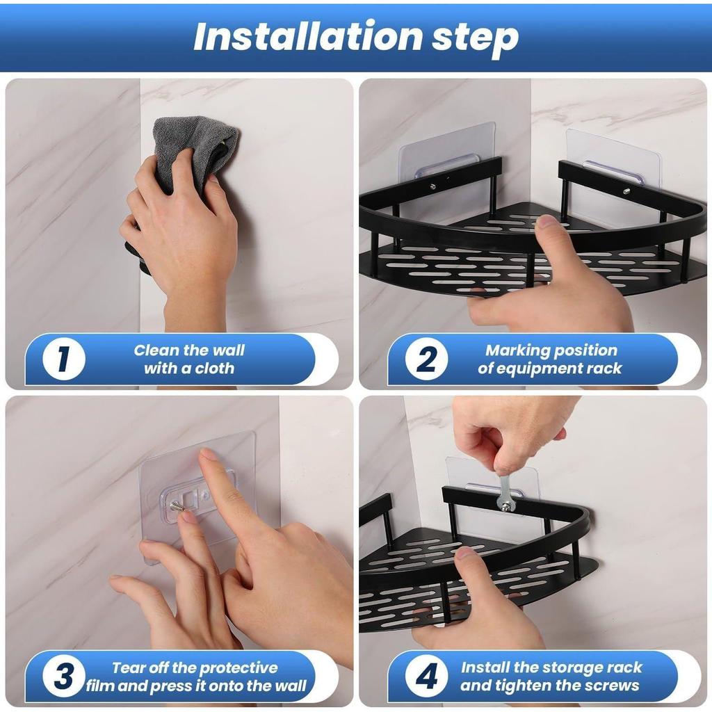 1 шт. Аксессуары для ванной комнаты Алюминиевая Сверхпрочная Самоклеящаяся Угловая Полка для Ванной Комнаты для Стены, Многофункциональный Настенный Органайзер для Ванной Комнаты,