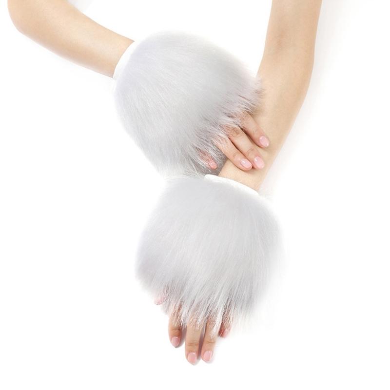Faux Furs Cuffs Furry Wrist Bands Leg Warmers Wrist Cuffs Warmer Boot Cuffs for Women Party Cosplay Costumes Accessories