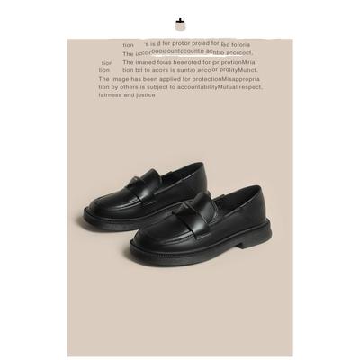 Лоферы женские весенне-осенние jk одинарные туфли универсальная платформа весна черный на одной педали толстый каблук ретро британский стиль маленькие кожаные туфли