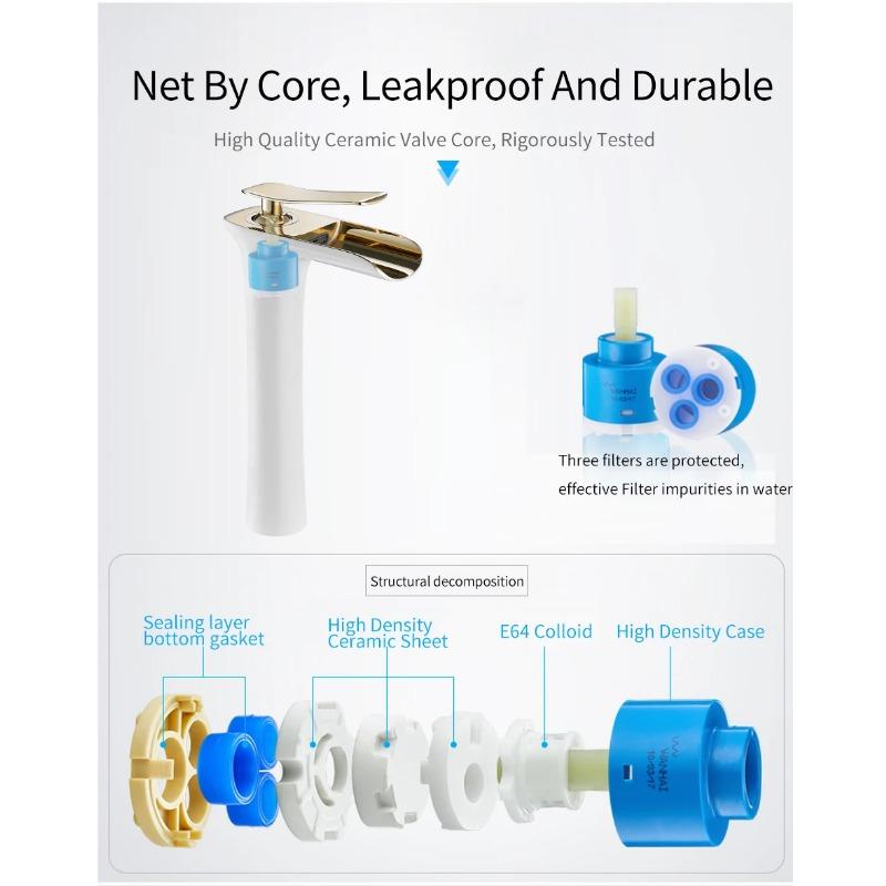 Смесители для раковины Современный белый смеситель для ванной комнаты Смесители-водопады с одним отверстием Смеситель для холодной и горячей воды Смеситель для раковины Смесители 6008
