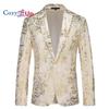 Cozy Up Wedding Suit Blazers for Man Ternos Masculino Gold Bronzing Floral Print Moda Hombre Men Blazer Slim Elegant Jacket Coats
