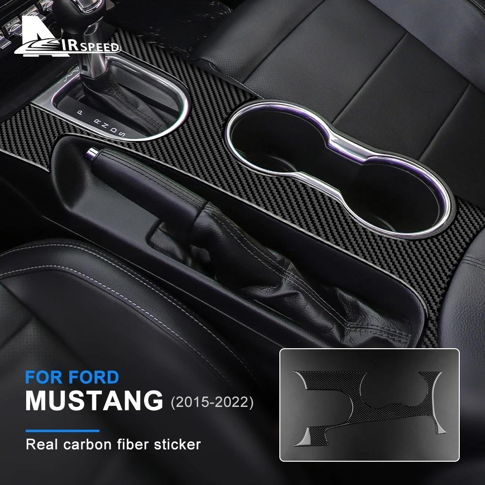 Чехол для Ford Mustang 2015-2022 из настоящего углеродного волокна, панель переключения передач, украшение, наклейка на центральную консоль автомобиля