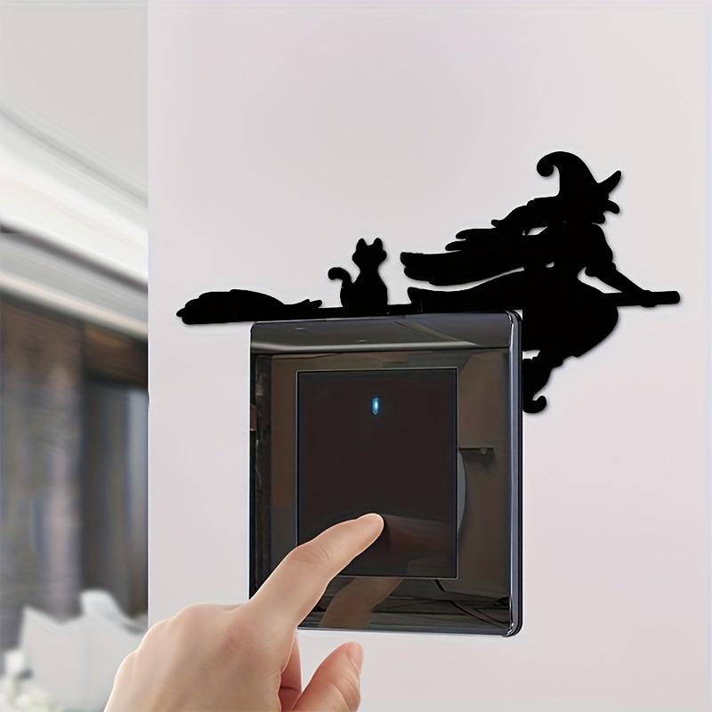 1 комплект(2 шт.) Акриловые 3D-наклейки на зеркало на Хэллоуин с изображением ведьмы на метле — идеально подходят для украшения выключателей и дверей, настенные наклейки для создания праздничной атмосферы