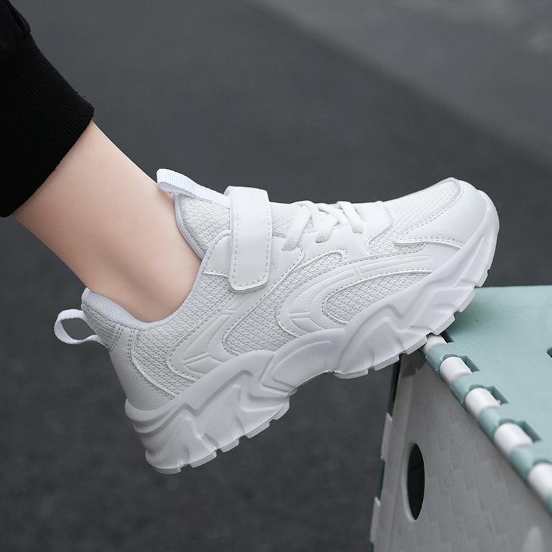Boys Shoes Sports Shoes Autumn New Mesh Shoes Soft Sole Children Middle and Older Children Boys Mesh White Shoes Students