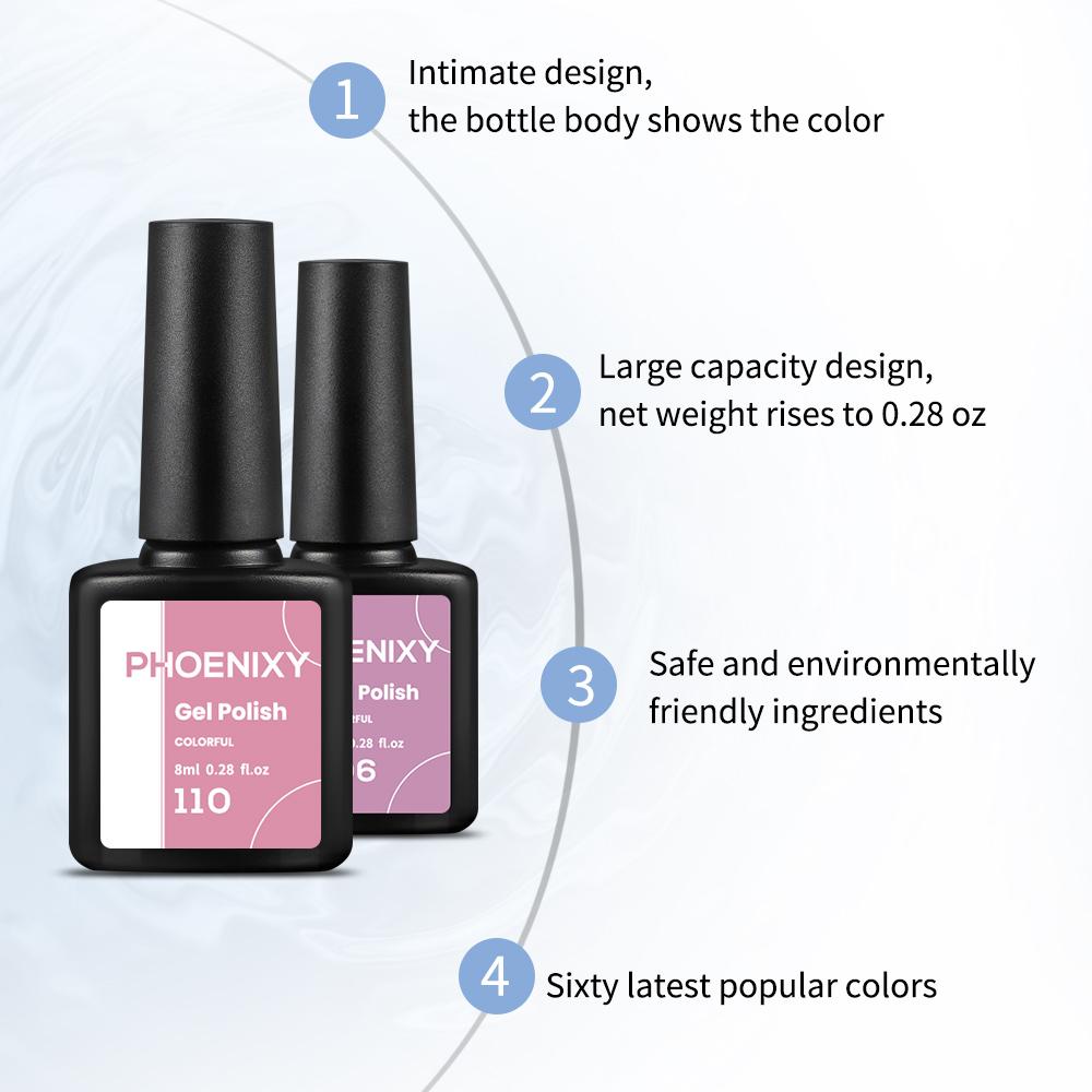 PHOENIXY 20 Colors Gel Nail Polish Set Pure Color Hybrid Varnish Kit With 36W UV LED Lamp Manicure Nail Art Tools Set For Beginner