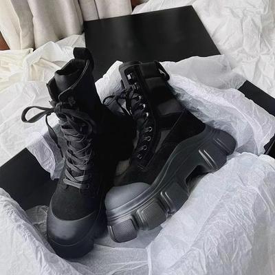 Мода НОВЫЕ Зимние Ботильоны на Платформе Женские Модные Элегантные Ботильоны на Шнуровке Женские Уличные Ботинки на Толстой Подошве Мотоциклетные Ботинки