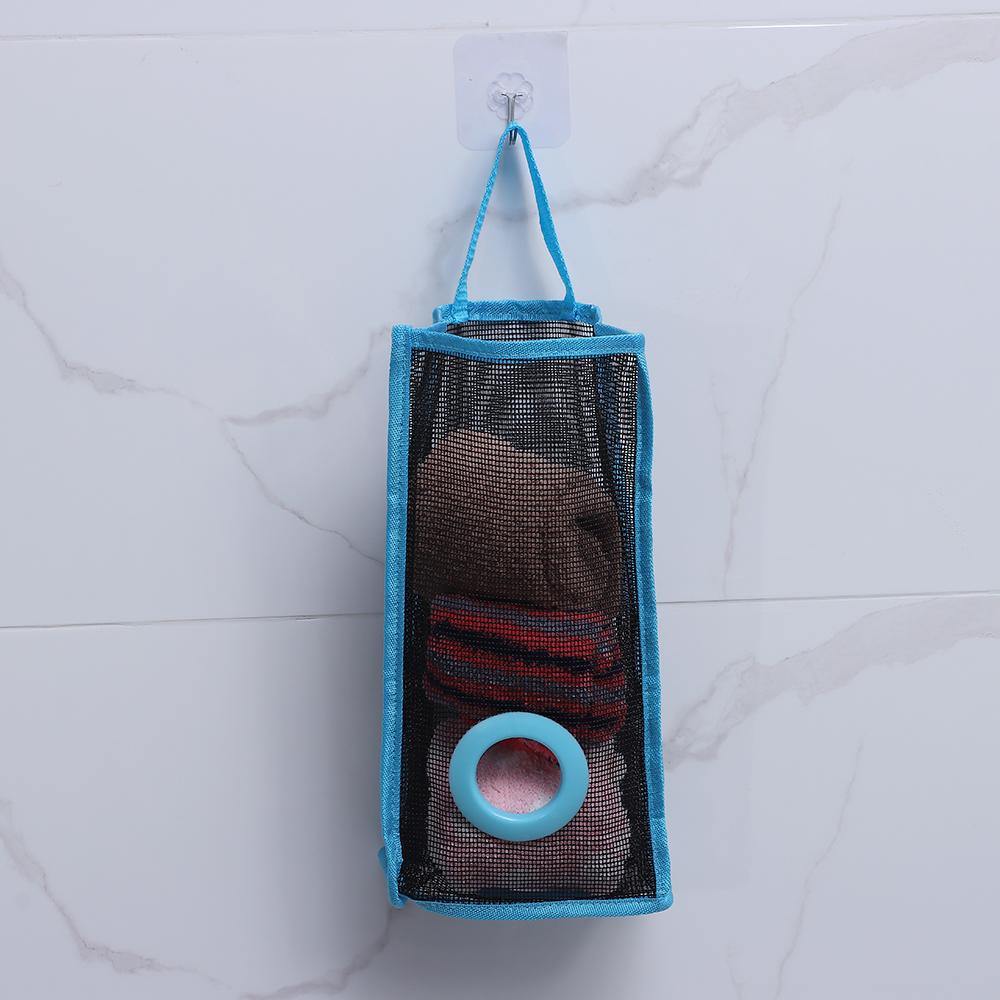 Kitchen Practical Foldable Organizer Garbage Bag Storage Hanging Holder Breathable Mesh Plastic