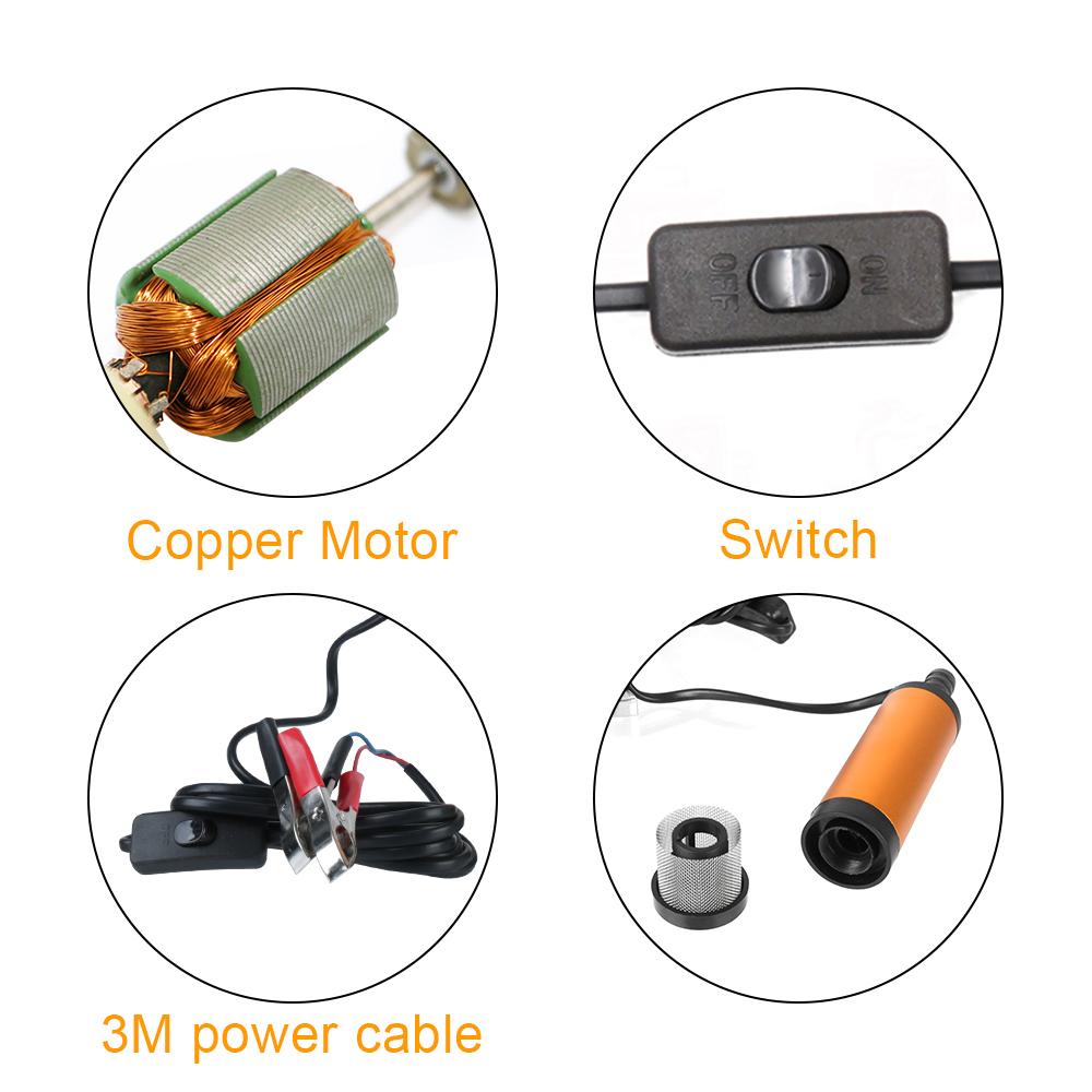 Автомобильный электрический масляный насос, мини-12 В, насос для перекачки топлива для перекачки дизельного масла, погружной водяной насос 12 л/мин, портативный корпус из алюминиевого сплава