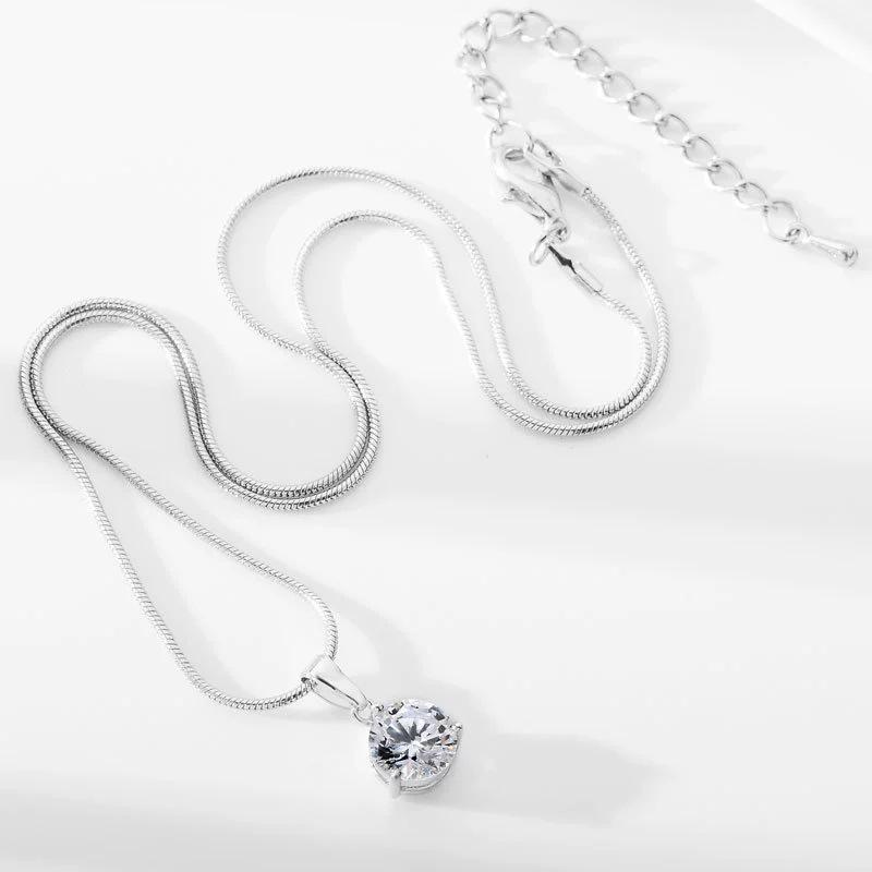 Minimalist Fashion Round Multicolor Zircon Necklace And Earring Set Elegant Women Jewelry