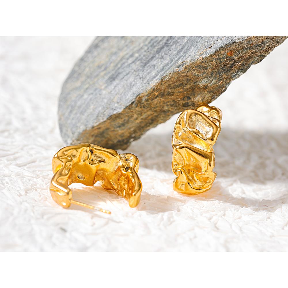 Eetit Креативные массивные металлические серьги золотого цвета из нержавеющей стали с геометрическим рисунком, необычные серьги-кольца для женщин, очаровательные винтажные ювелирные изделия, новинка