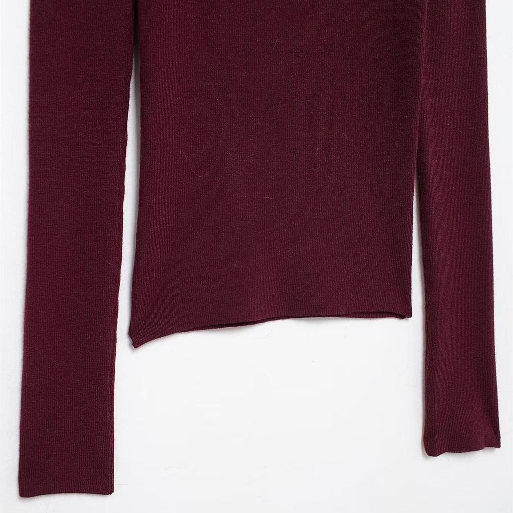 Весенний пуловер с открытыми плечами, вязаный трикотажем, 2025: Женский облегающий, универсальный, модный топ с длинным рукавом