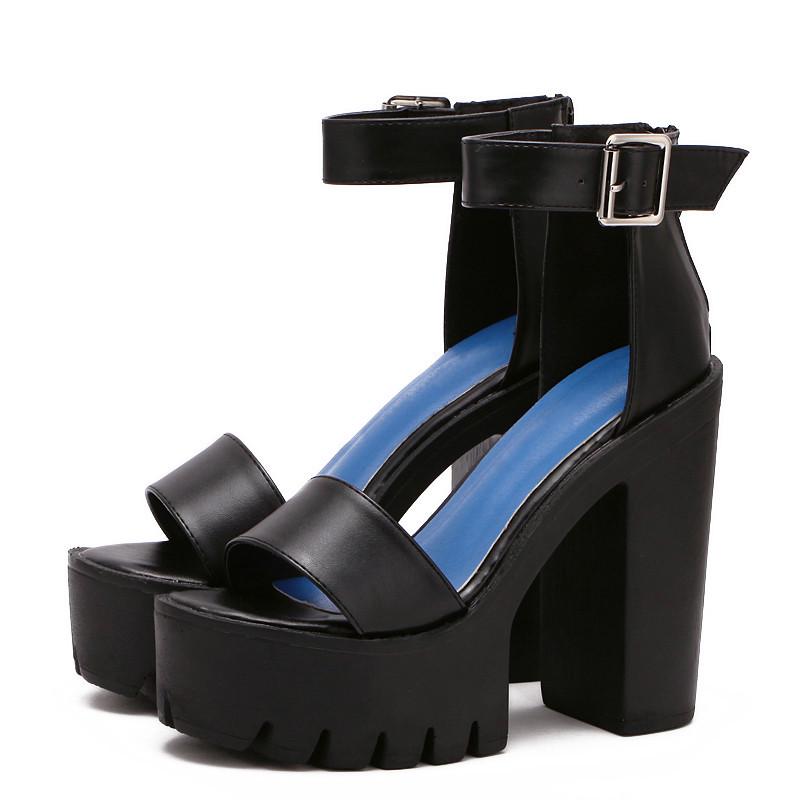 Fashion Summer Sandal Shoes for Women Thick Block Heels Sandals Platform Casual Russian Shoes Woman Footwear Black White