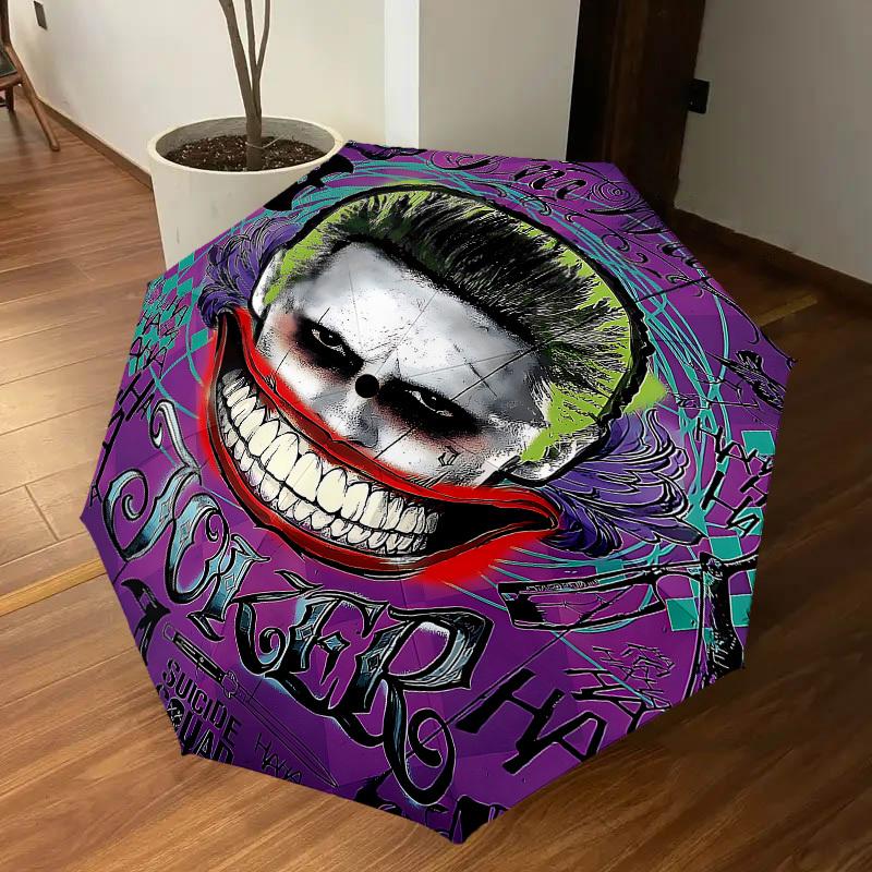 1PC Joker Suicide Squad Umbrella-8-Rib Reinforced, Automatic Open, Lightweight & Durable, Cute Fashion Accessory for Outdoor, D2635