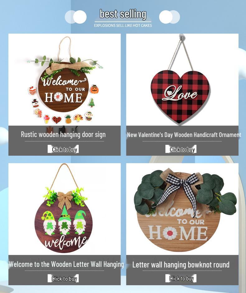 Heart-Shaped Wooden Hanging Sign - Home Decoration Pendant & Creative Message Board