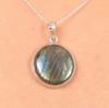 Natural Labradorite Round Gemstone Pendant Necklace, Solid 925 Sterling Silver, Handmade Jewelry, Statement Jewelry, Designer Necklace