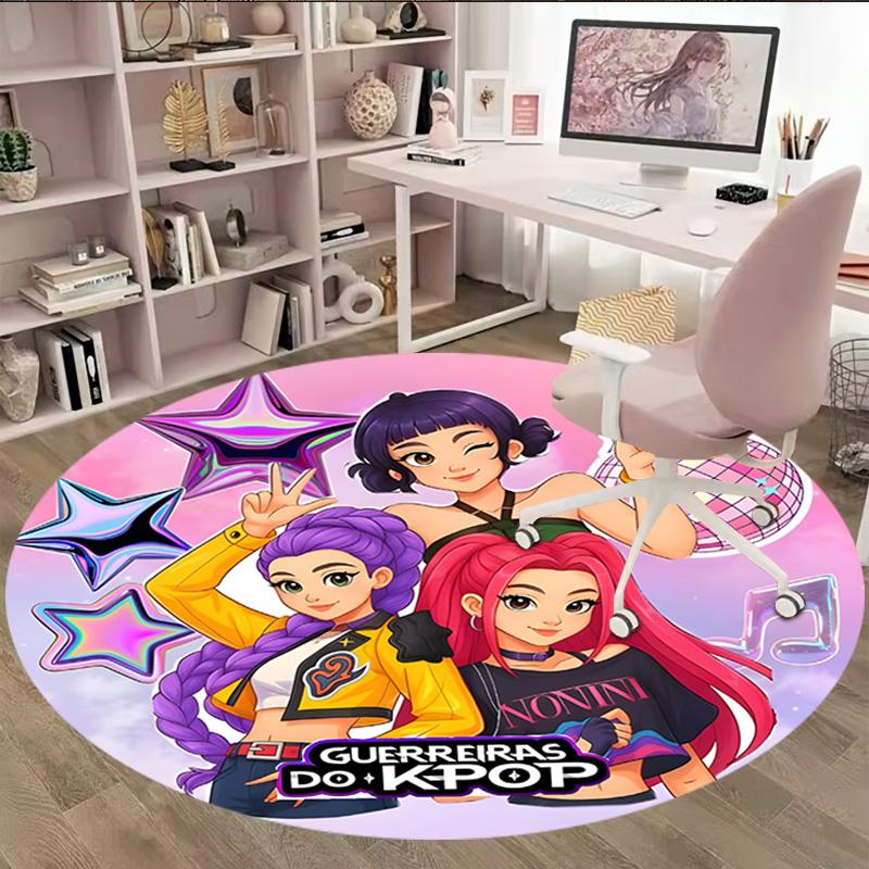 1 шт. Ковер K-pop команды, Круглый ковер, Удобный, Подходит для прихожих, Гостиных, Офиса и Спален, Рождественское украшение