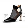 Hollow Short Boots  Mesh Cool Boots Thick Heels Versatile Breathable High Heels for Women