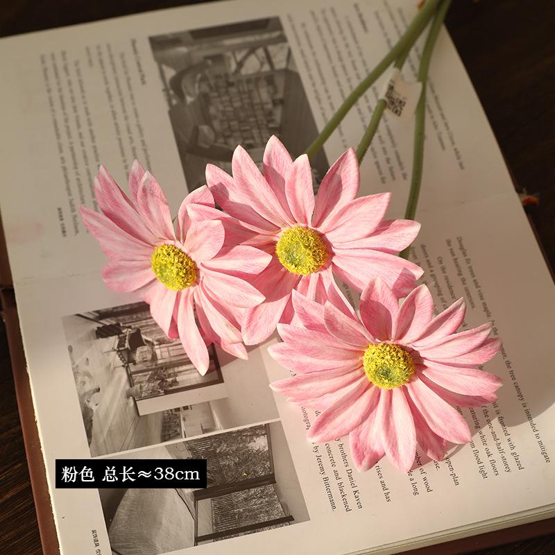 3pcs/Set Real Touch Artificial Daisy Flower Fake Chamomile Bouquet Indoor Room Home Vase Decor Fake Flowers Garden Wedding Decor