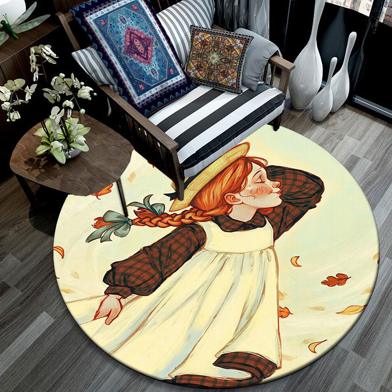 Anne Cartoon pattern round rug,Carpet Rug for Living Room Bedroom Playroom ,Non-slip Floor Mat,Holiday Gifts and Birthday Gifts.