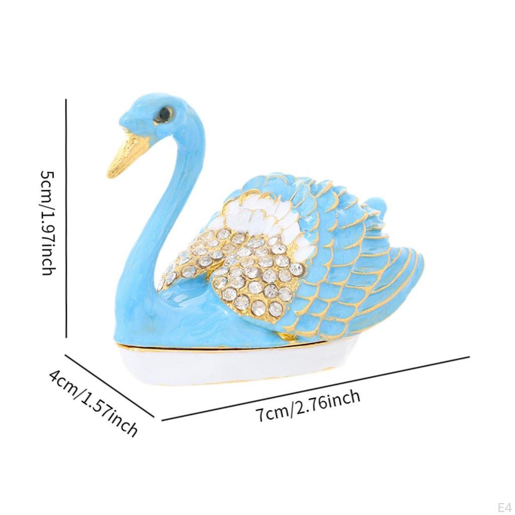 Swan Jewelry Box Animal Statue for Earrings Women Trinket Organizer Dressing