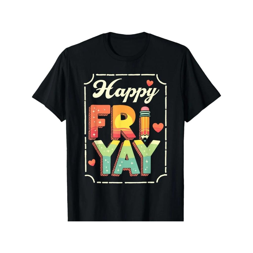 Happy Fri Yay! Teacher Appreciation Womens T-Shirt – Casual Tee with Vibrant Colorful Print Perfect for Casual Attire