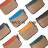 Round Mini Wallet Small Large Capacity Coin Case Genuine Leather Natural Wood Wood Leather Made In Japan Mustard