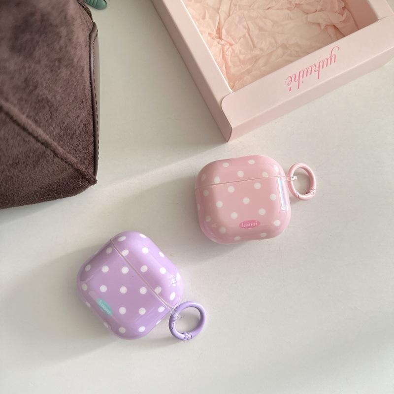 Korean pink purple polka dot AirpodsPro1 earphone case for Apple 1/1/1 generation wireless Bluetooth case
