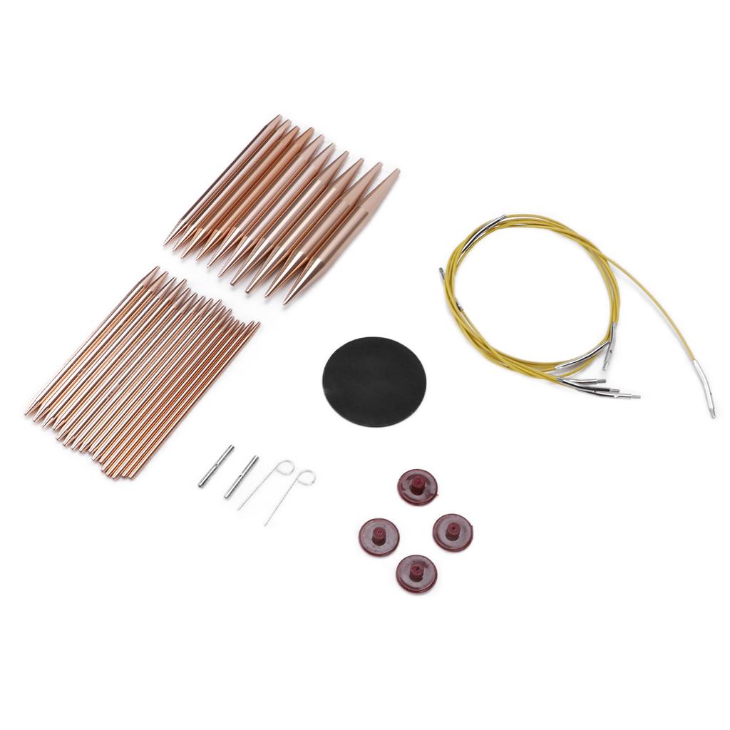 26pcs Circular Needle Interchangeable Rose Gold Color Weaving Crochet with Storage Case for Knitting