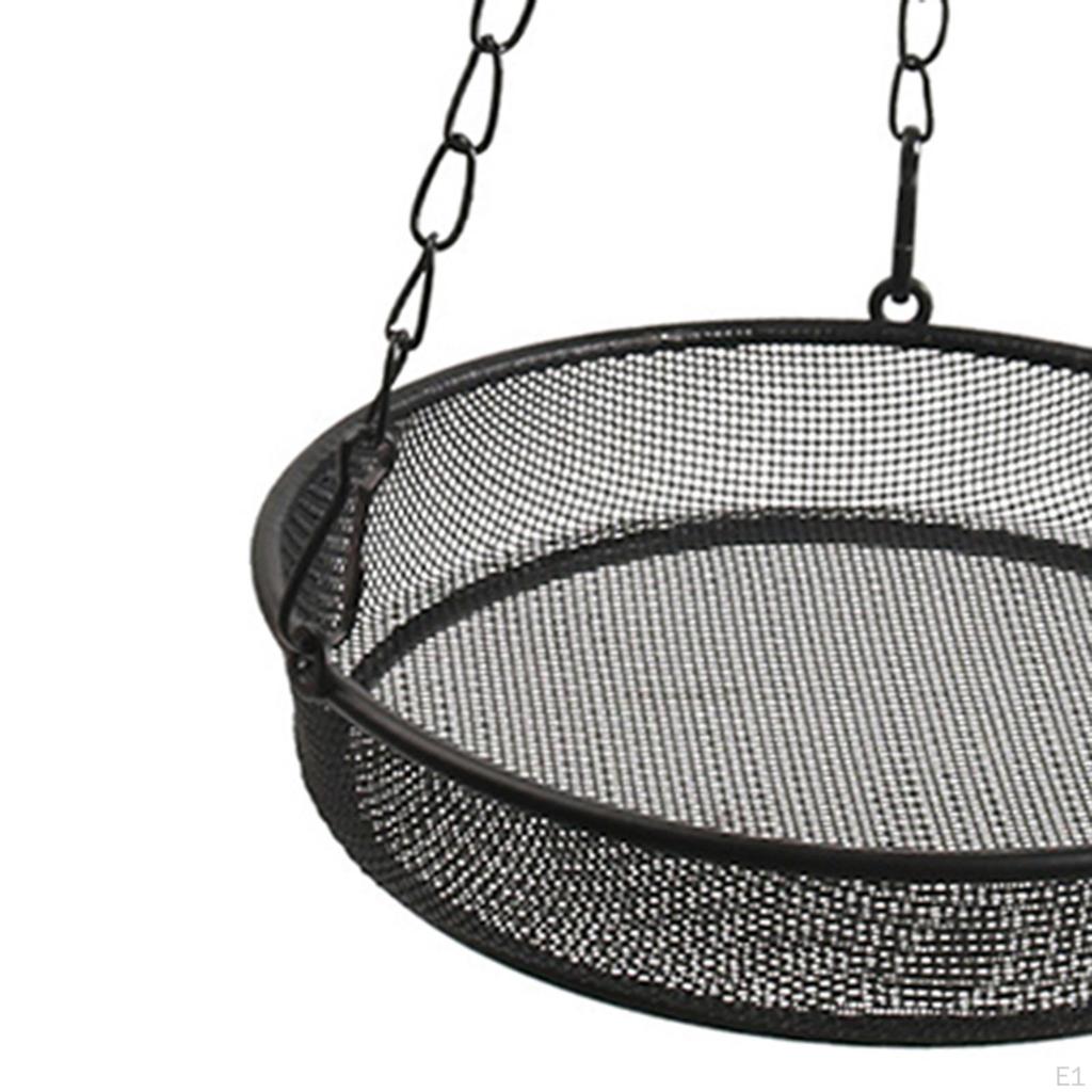 Hanging Bird Feeder Adjustable Chain Iron Waterprood Versatile Food Platform Metal Mesh for Balcony