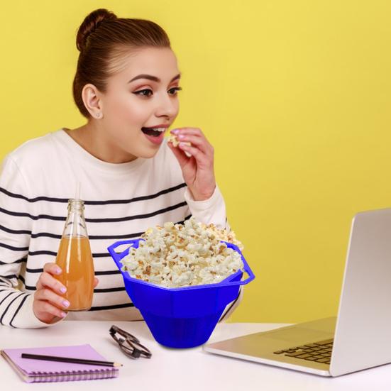 Силиконовая складная миска для попкорна в микроволновке с ручкой на крышке, экологически чистая, безотходная, высокая температура