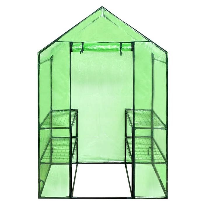 Greenhouse - vidaXL - 4 Shelves - Powder-coated Steel - UV-resistant - Transparent Green