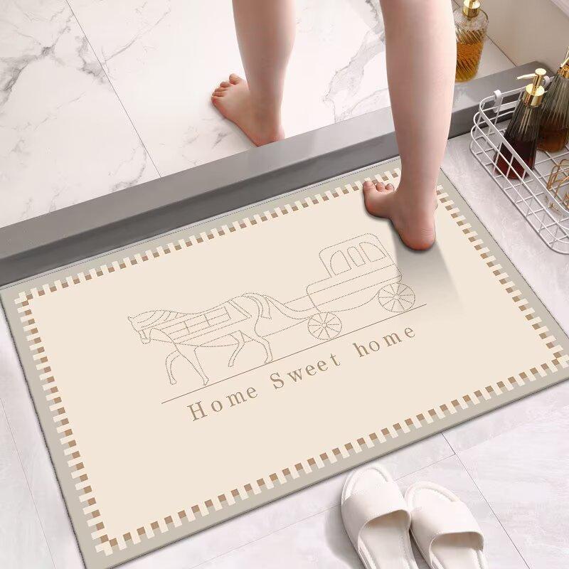 Bathroom Floor Mat, Door Mat Into the Door, Foot Mat Toilet Toilet, Water-absorbing Non-slip Mat, Household Bathroom Carpet