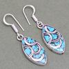 Nepali Tibetan Turquise Lapis Lazuli Gemstone Silver Jewelry Earring 1.5''