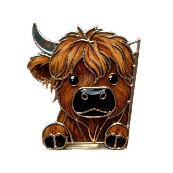 Highland Cow Window Corner Decoration 3D Printed Peeping Highland Cattle Home Office Living Room Door Window Frame Ornament