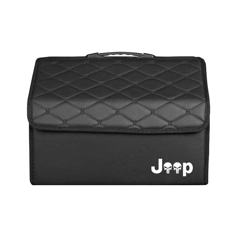 For Jeep Leather Suitcase Car Trunk Organizer Box Foldable Storage Bin For Jeep Grand Cherokee Wrangler JK Gladiator Compass