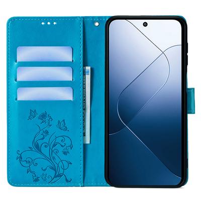 Для Xiaomi 14 Оптовый чехол Кожаный чехол-кошелек с бабочкой и цветком