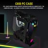 KEDIERS C650 PC Case Mid PC Case ATX 2 4mm Thick Tempered Glass Motherboard Compatible Air Cooling Compatible 360 Water Cooling Black Tower,