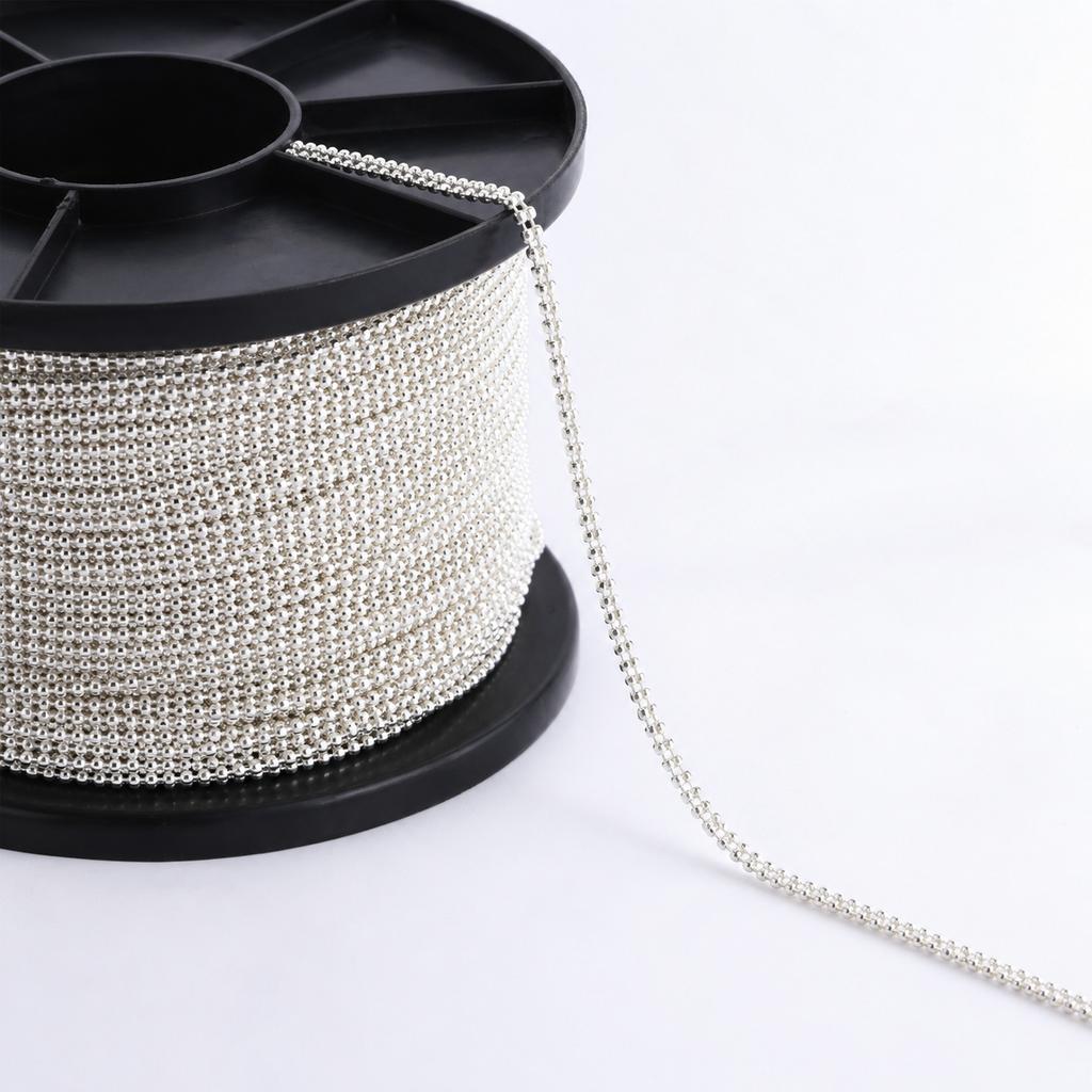 1.5mm Double Row Sparkle Bead Chain 925 Sterling Silver Raw Jewelry Chain for Necklace Bracelet Making