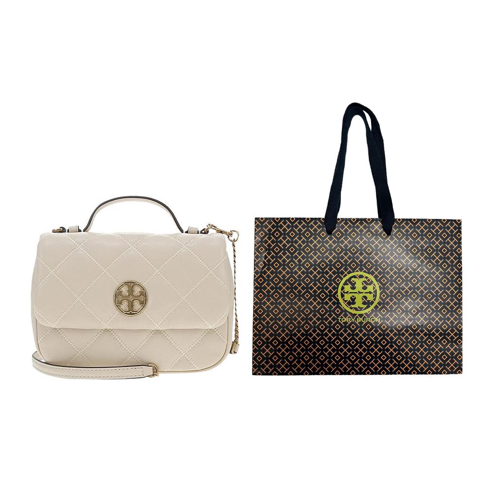 Tory Burch TB-Willa Solid Color Diamond Quilted Flap Chain Shoulder Crossbody Bag Women handbags Cheese-White 153399-724