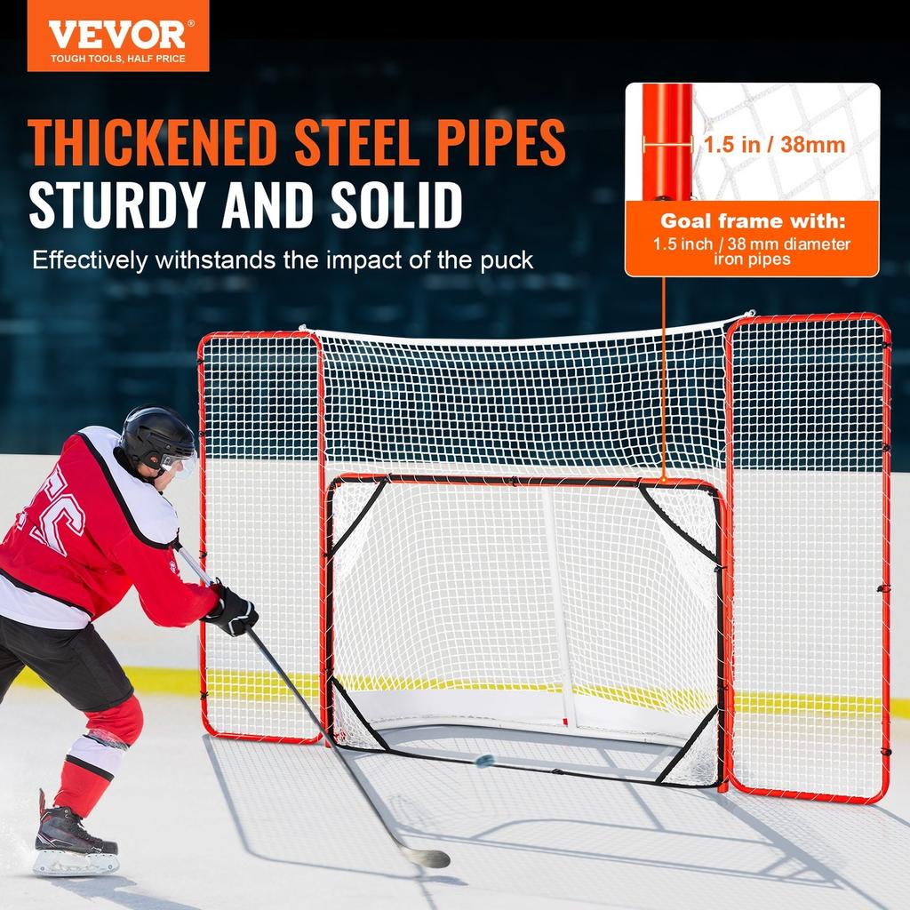 Hockey Goal with Backstop and Targets Street Outdoor Steel Hockey Net 72"