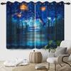 2 шт./набор Ужас Хэллоуин Занавеска для окна Ночь полной луны Гробница Железные ворота Задняя комната Домашний декор Спальня Блэкаут Полиэстеровые шторы